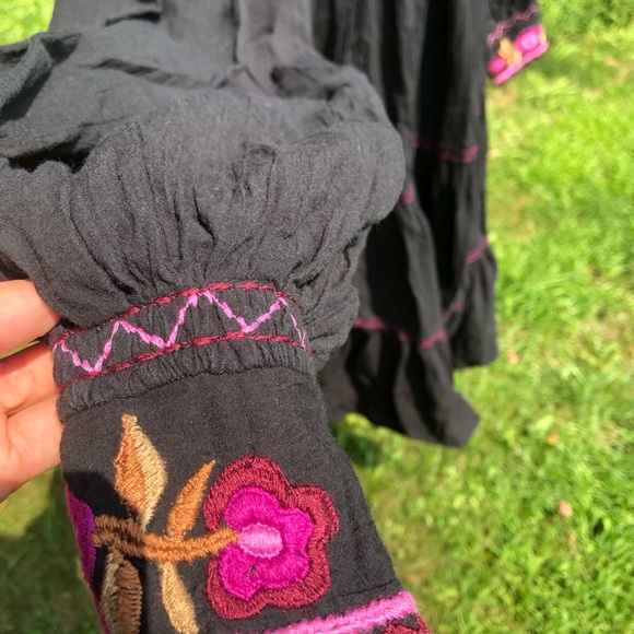 Chasing Unicorns Black Dress with Pink and Gold Embroidery - Picture 4 of 7